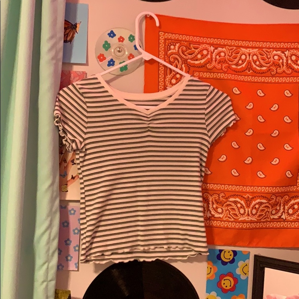 cute ruffled striped shirt